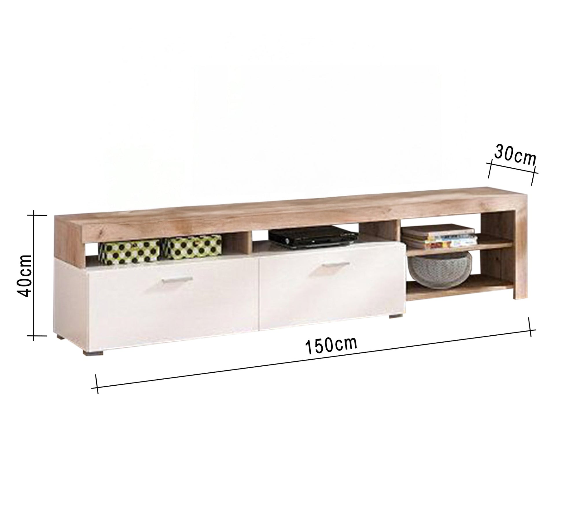 White and beige TV table - Vitrine Furniture - Furniture