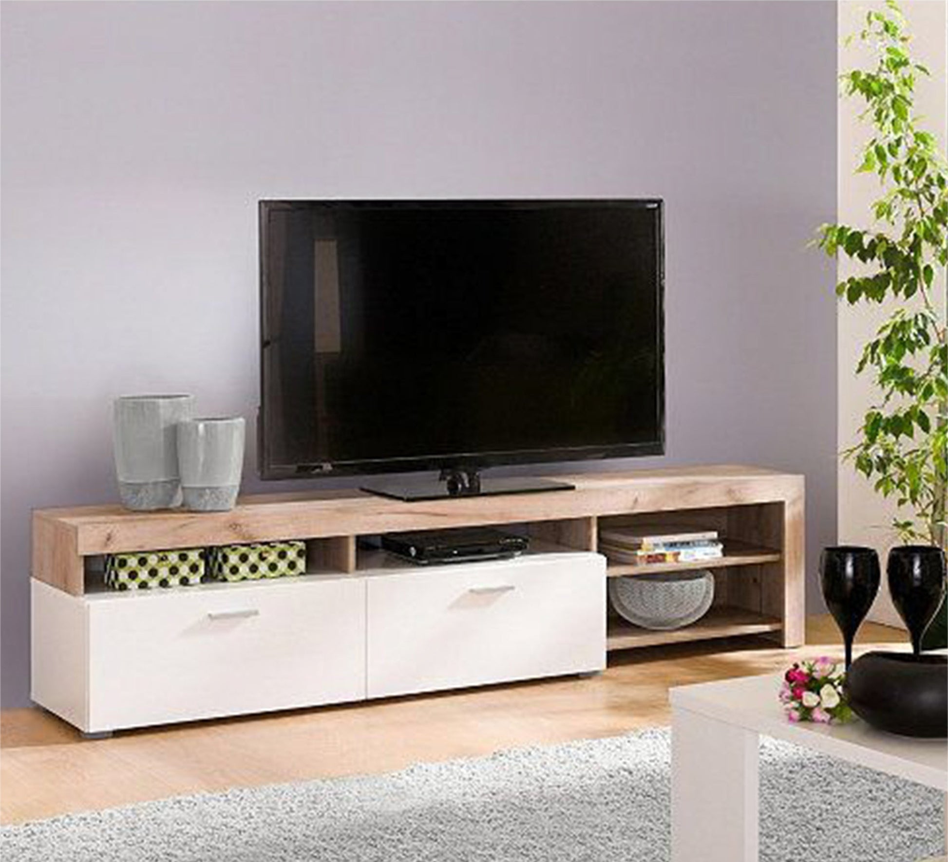 White and beige TV table - Vitrine Furniture - Furniture