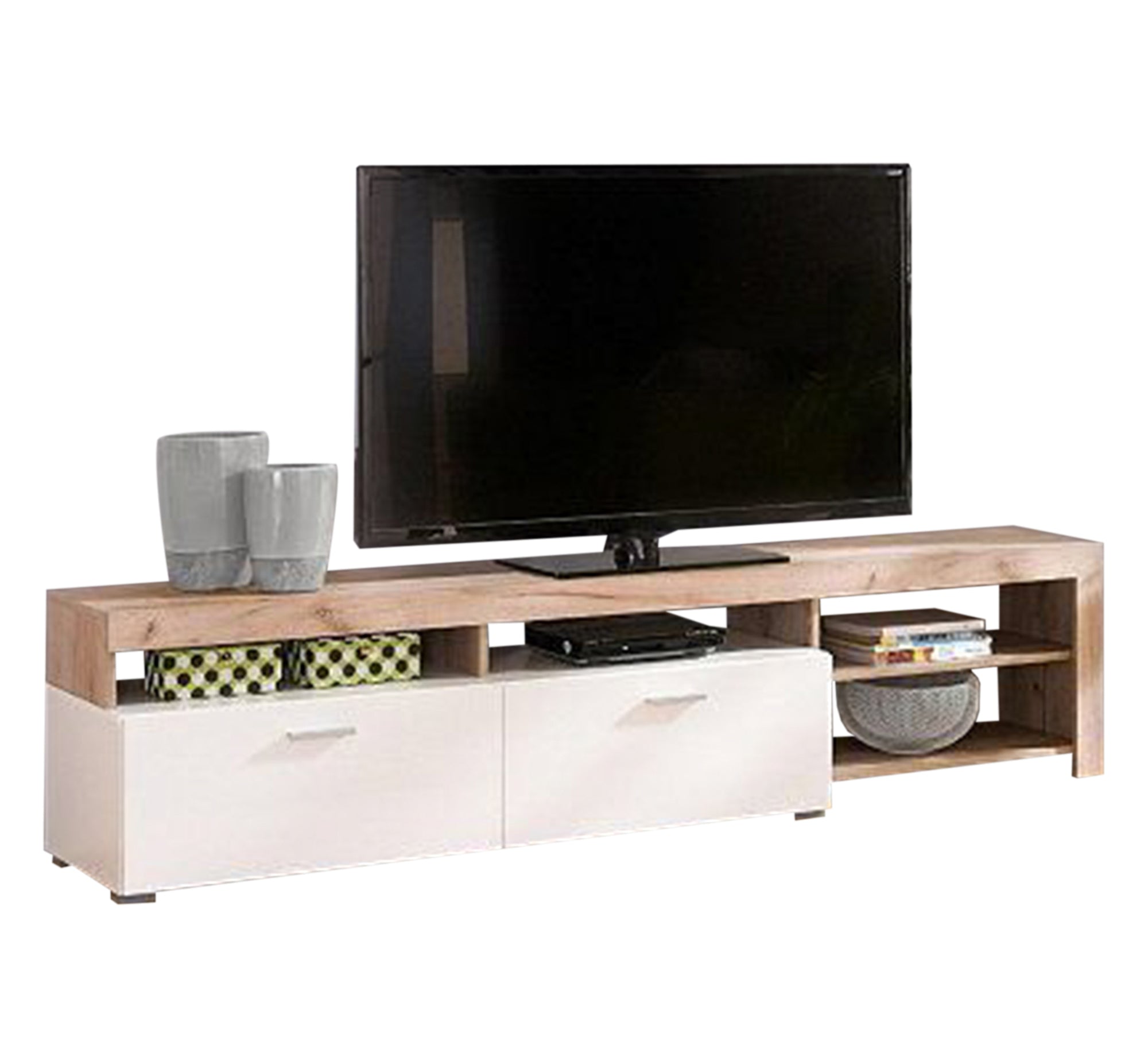 White and beige TV table - Vitrine Furniture - Furniture