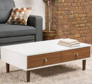 White and brown veneer wood coffee table - Vitrine Furniture - Furniture