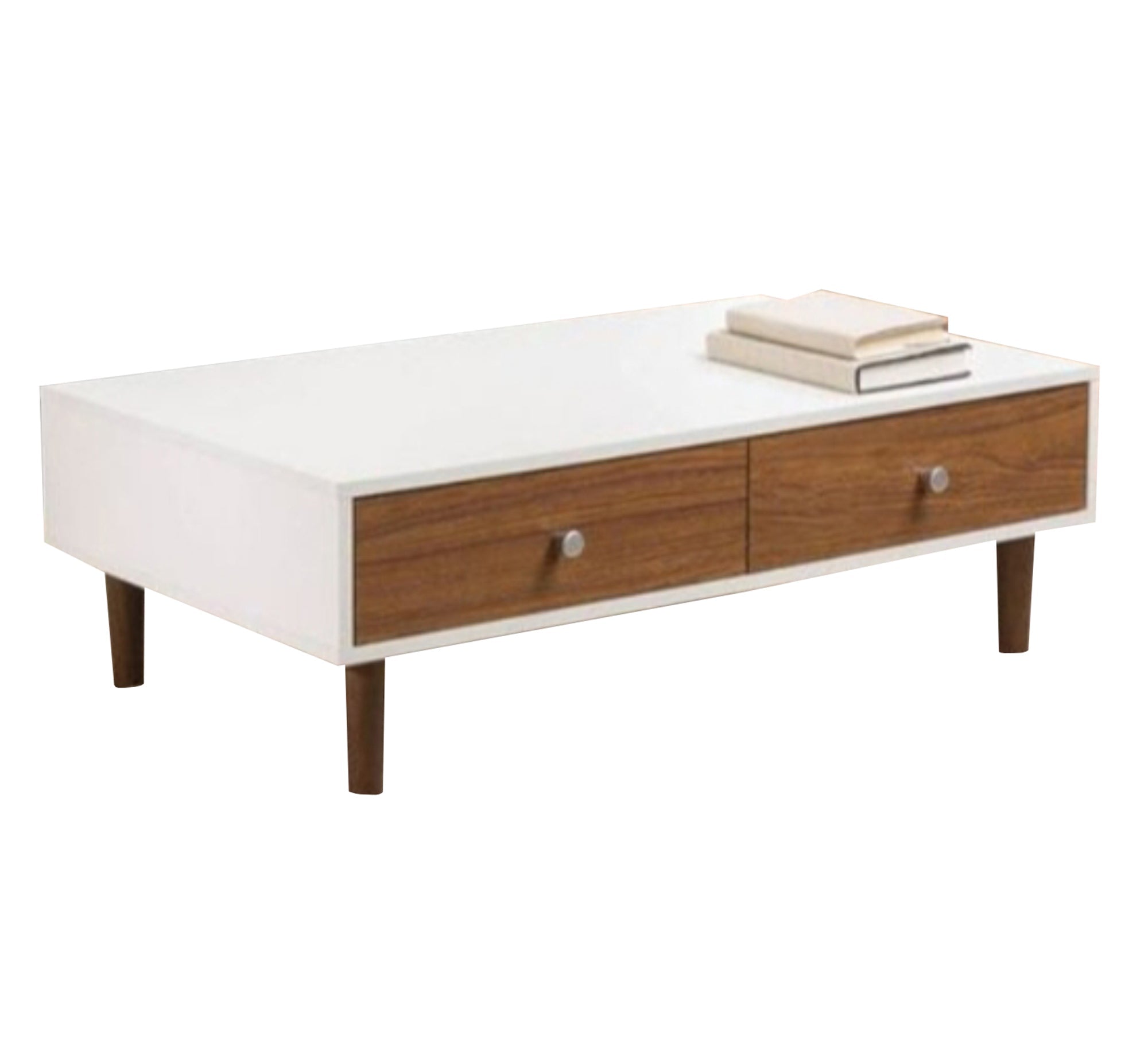 White and brown veneer wood coffee table - Vitrine Furniture - Furniture