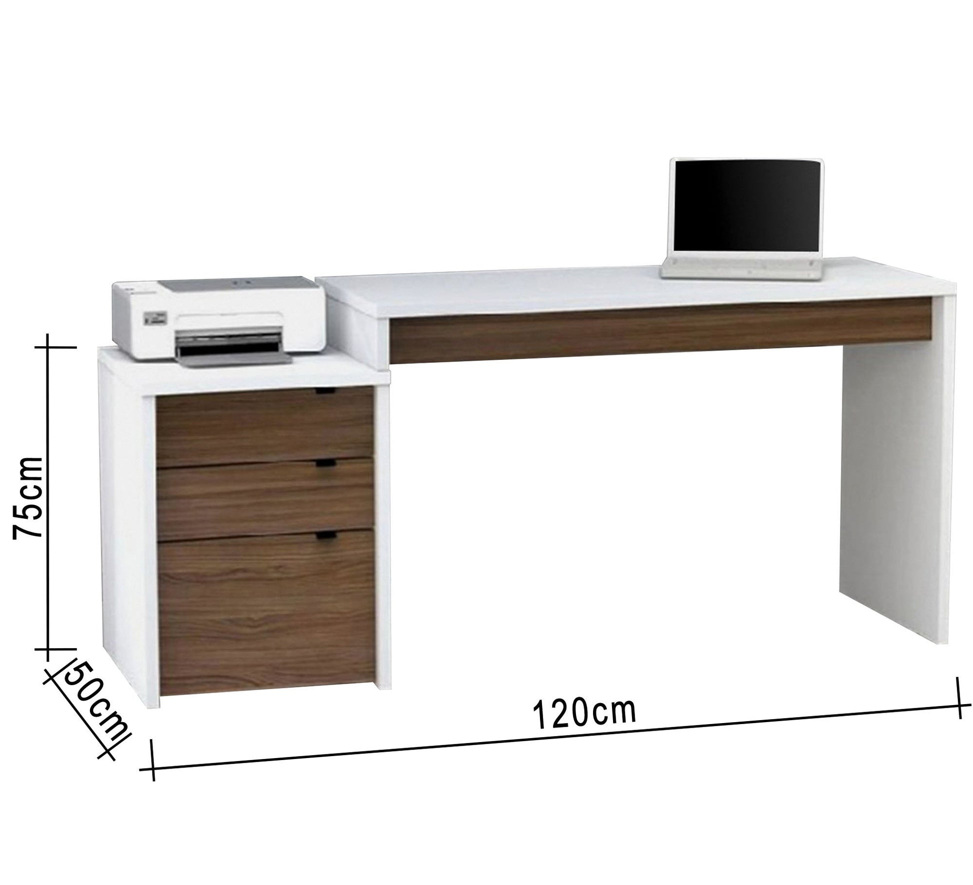 White and Brown Wooden Desk, Elegant & Durable - Vitrine Furniture - Kids Rooms