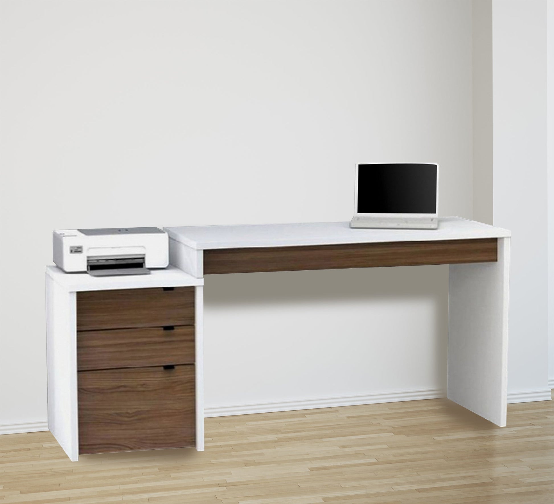White and Brown Wooden Desk, Elegant & Durable - Vitrine Furniture - Kids Rooms