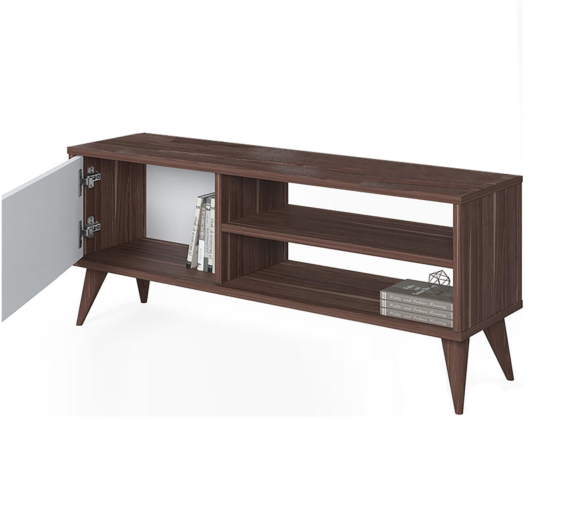 White and brown wooden TV table - Vitrine Furniture - Furniture