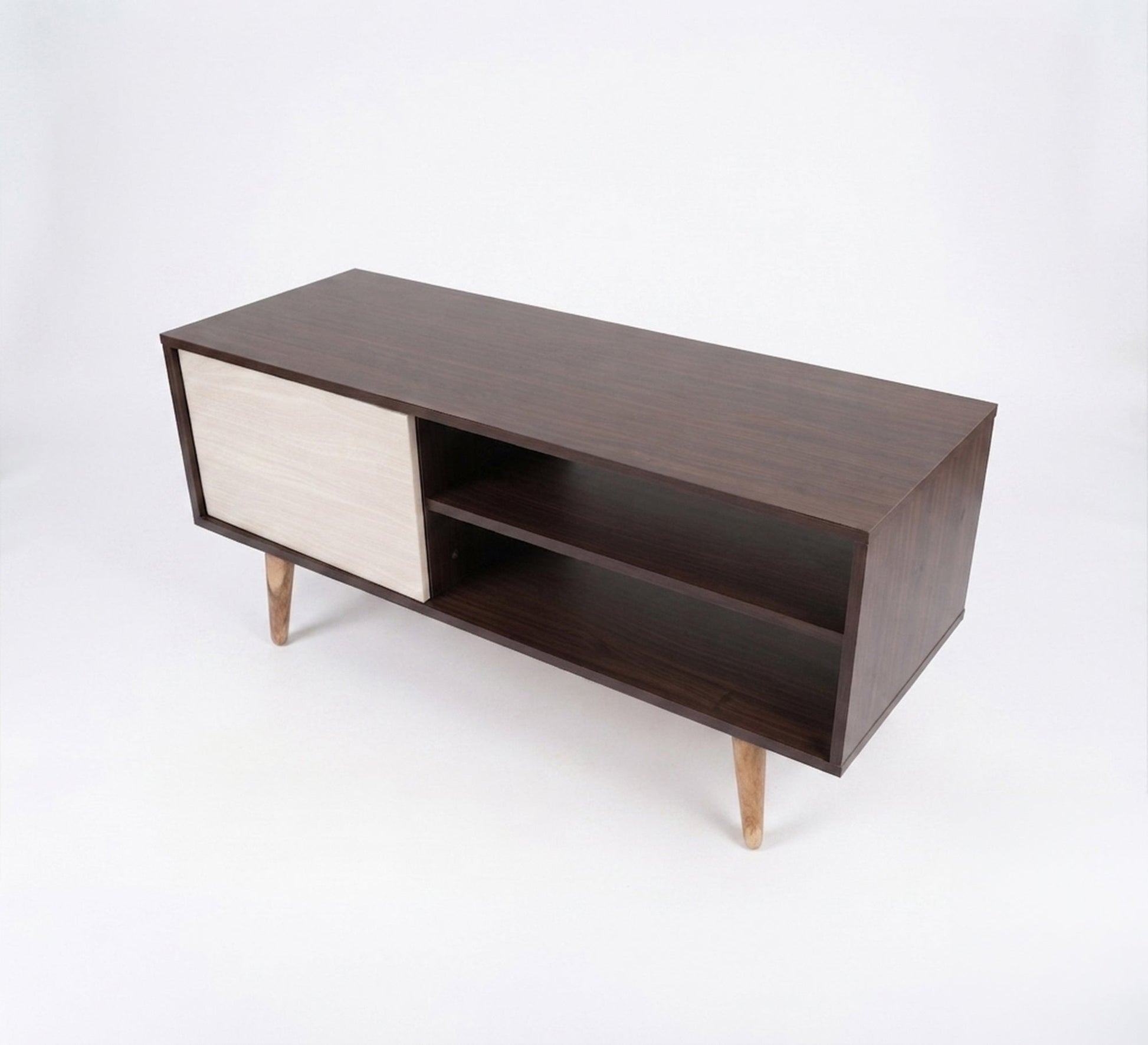 White and brown wooden TV table - Vitrine Furniture - TV Table & Cabinet