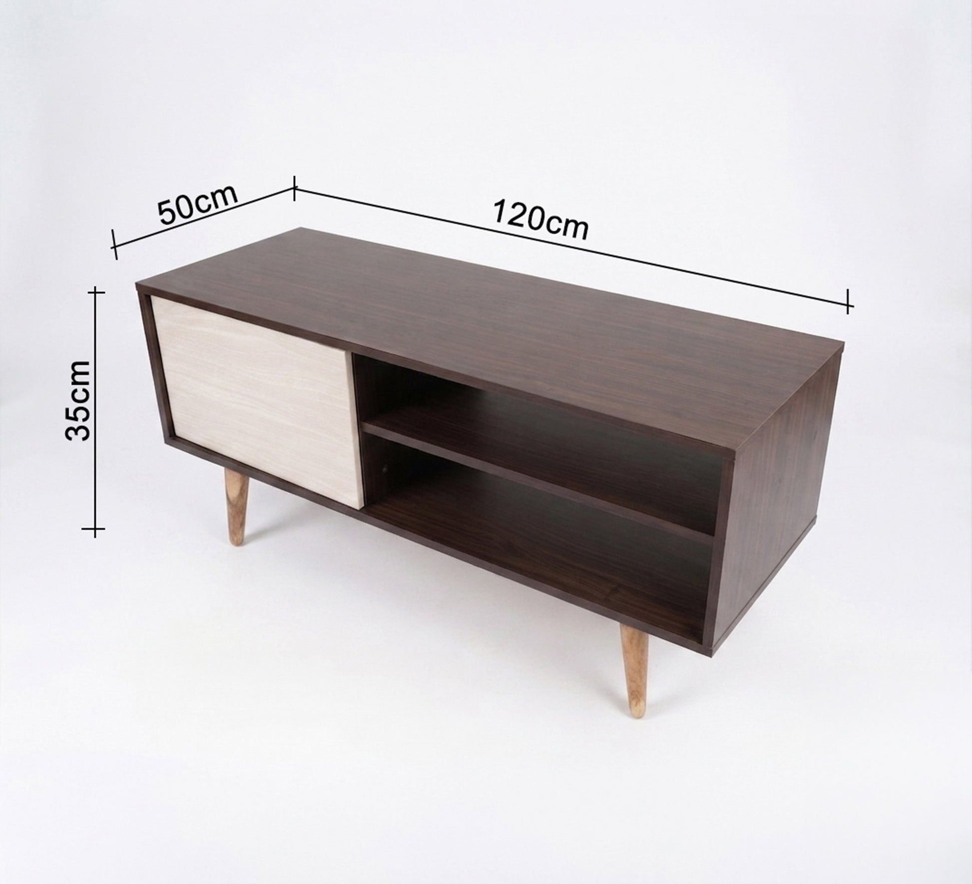 White and brown wooden TV table - Vitrine Furniture - TV Table & Cabinet
