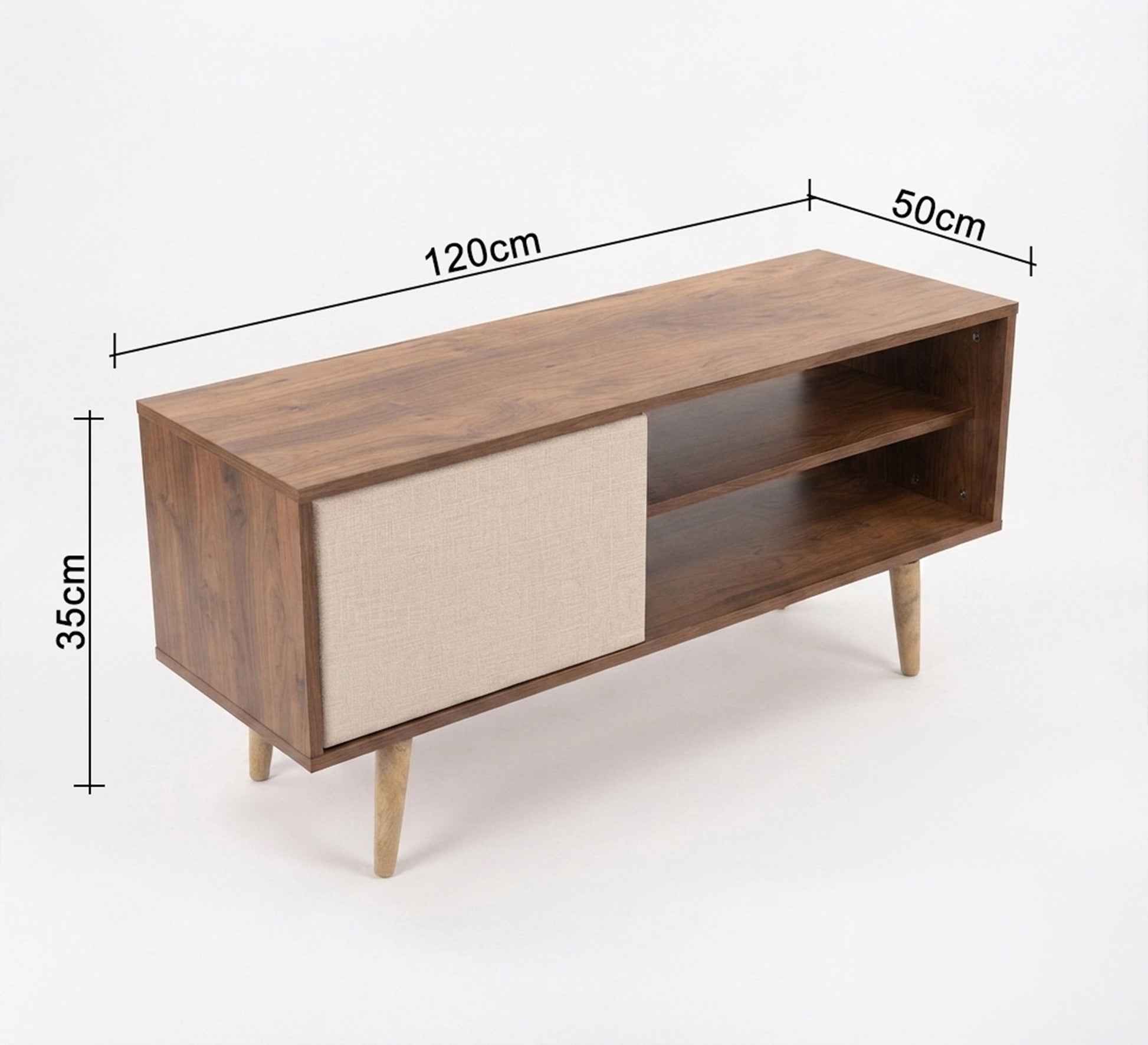 White and brown wooden TV table - Vitrine Furniture - TV Table & Cabinet
