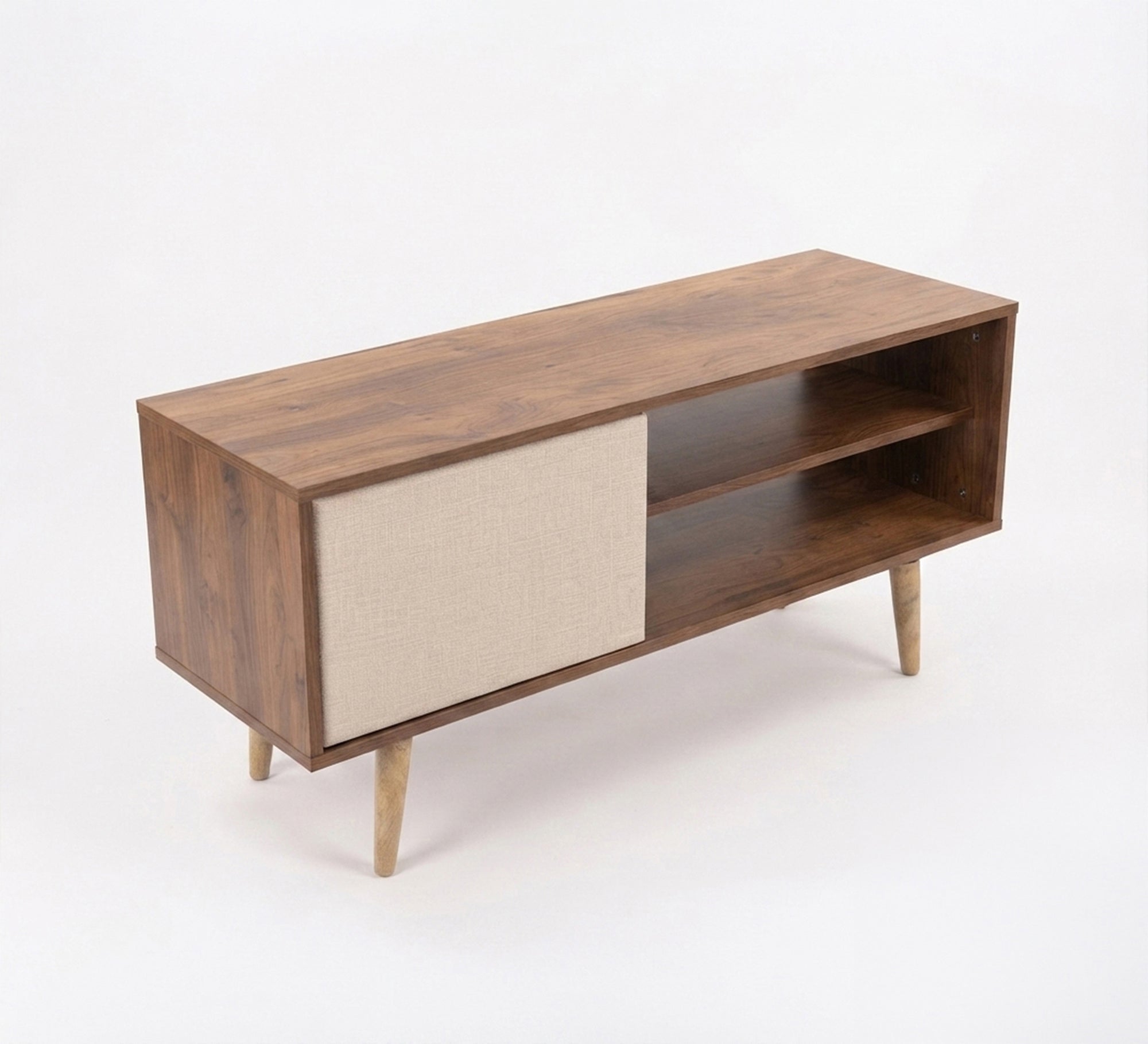 White and brown wooden TV table - Vitrine Furniture - TV Table & Cabinet