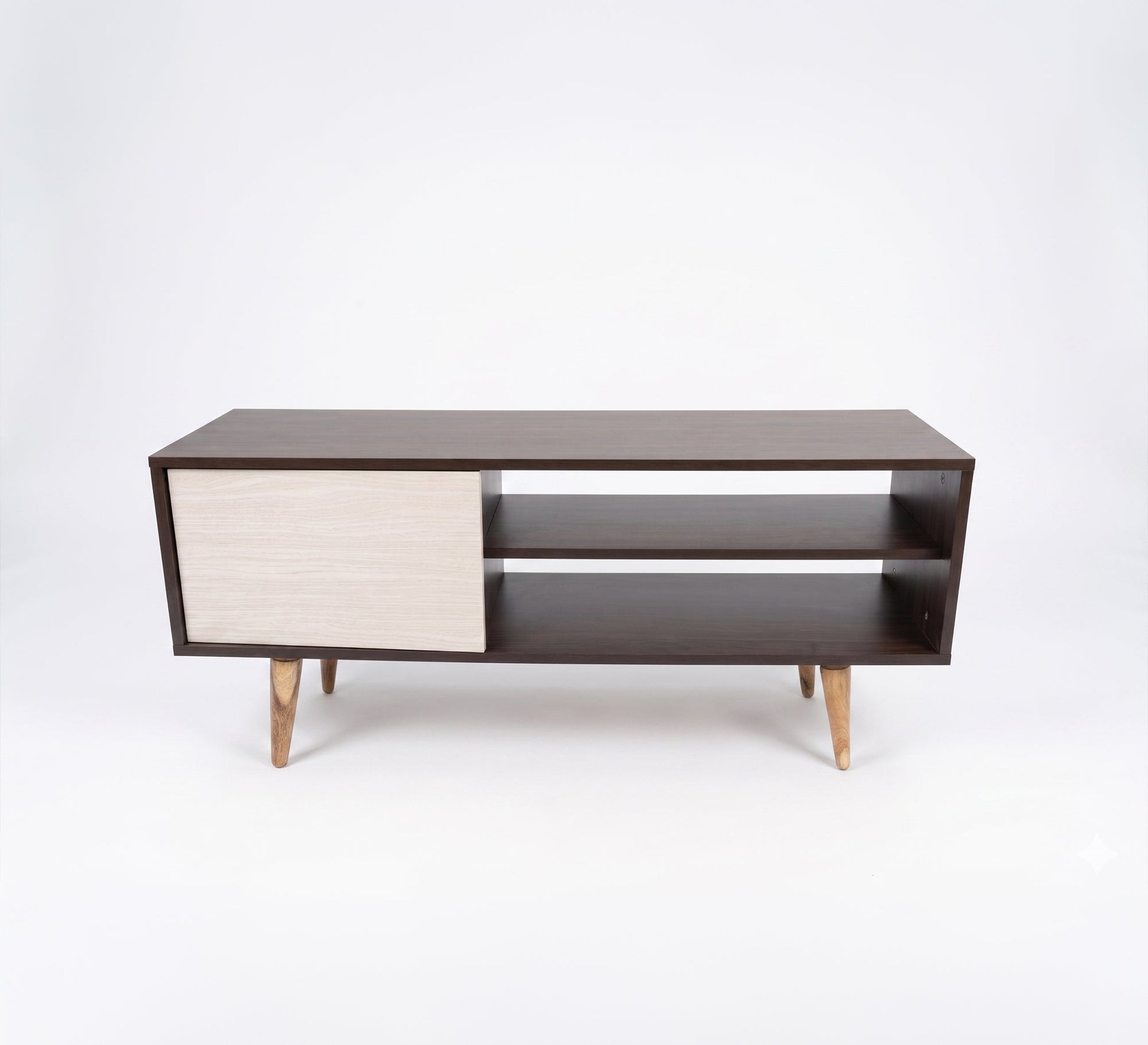 White and brown wooden TV table - Vitrine Furniture - TV Table & Cabinet