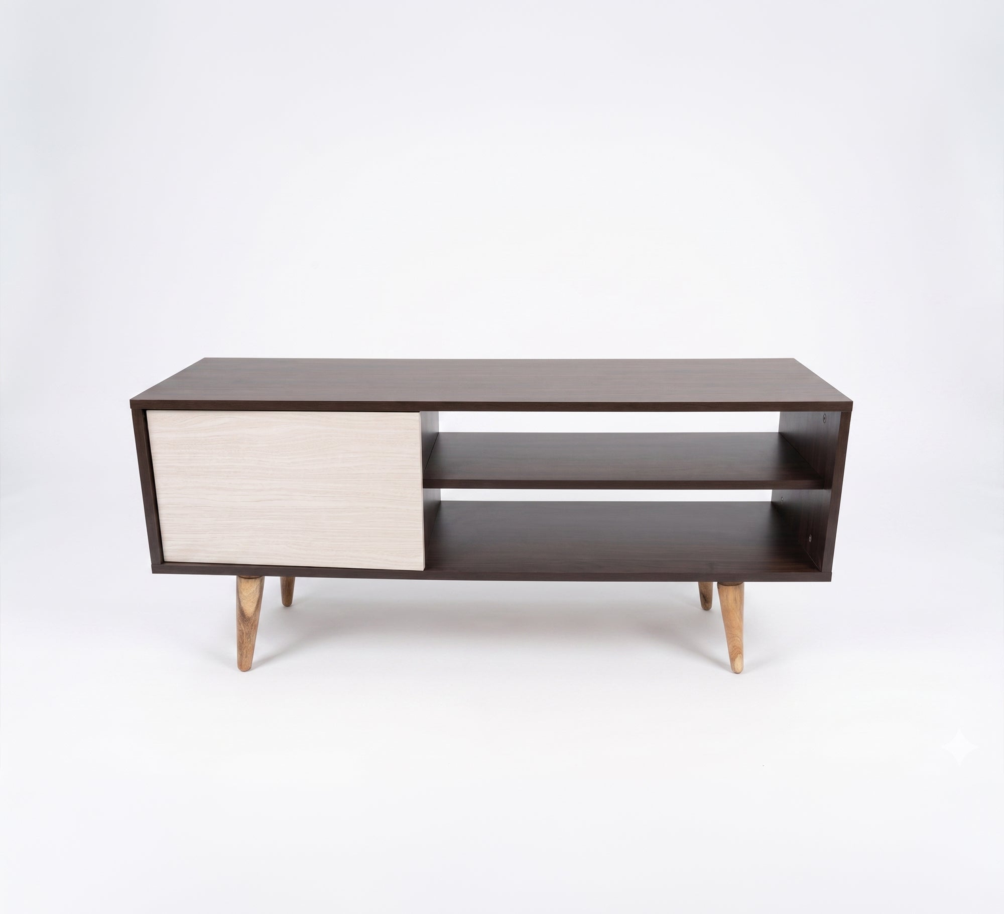 White and brown wooden TV table - Vitrine Furniture - TV Table & Cabinet
