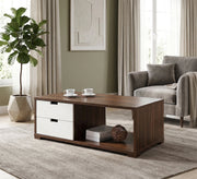 White and chocolate brown center table - Vitrine Furniture - Coffee Tables