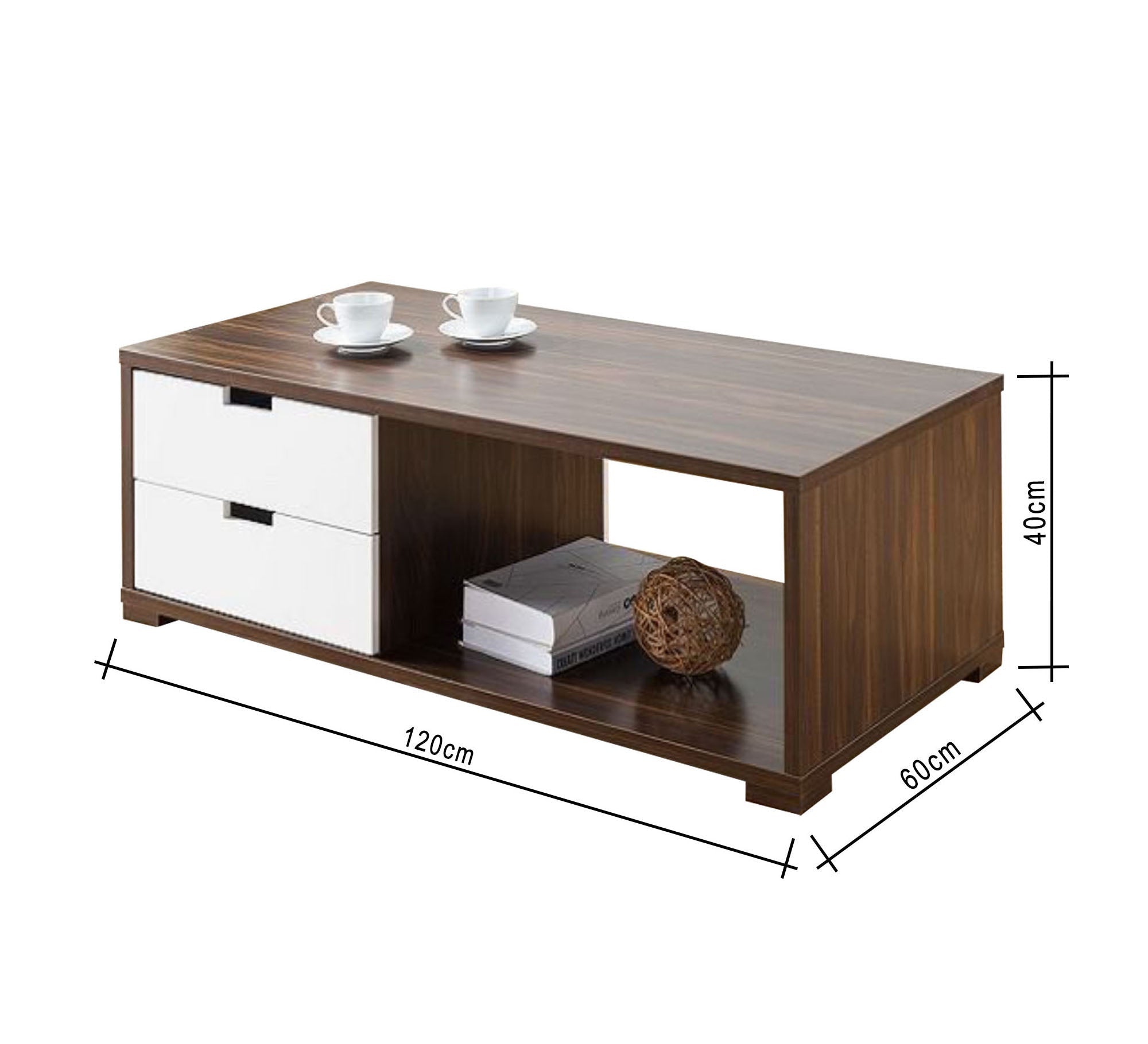 White and chocolate brown center table - Vitrine Furniture - Coffee Tables
