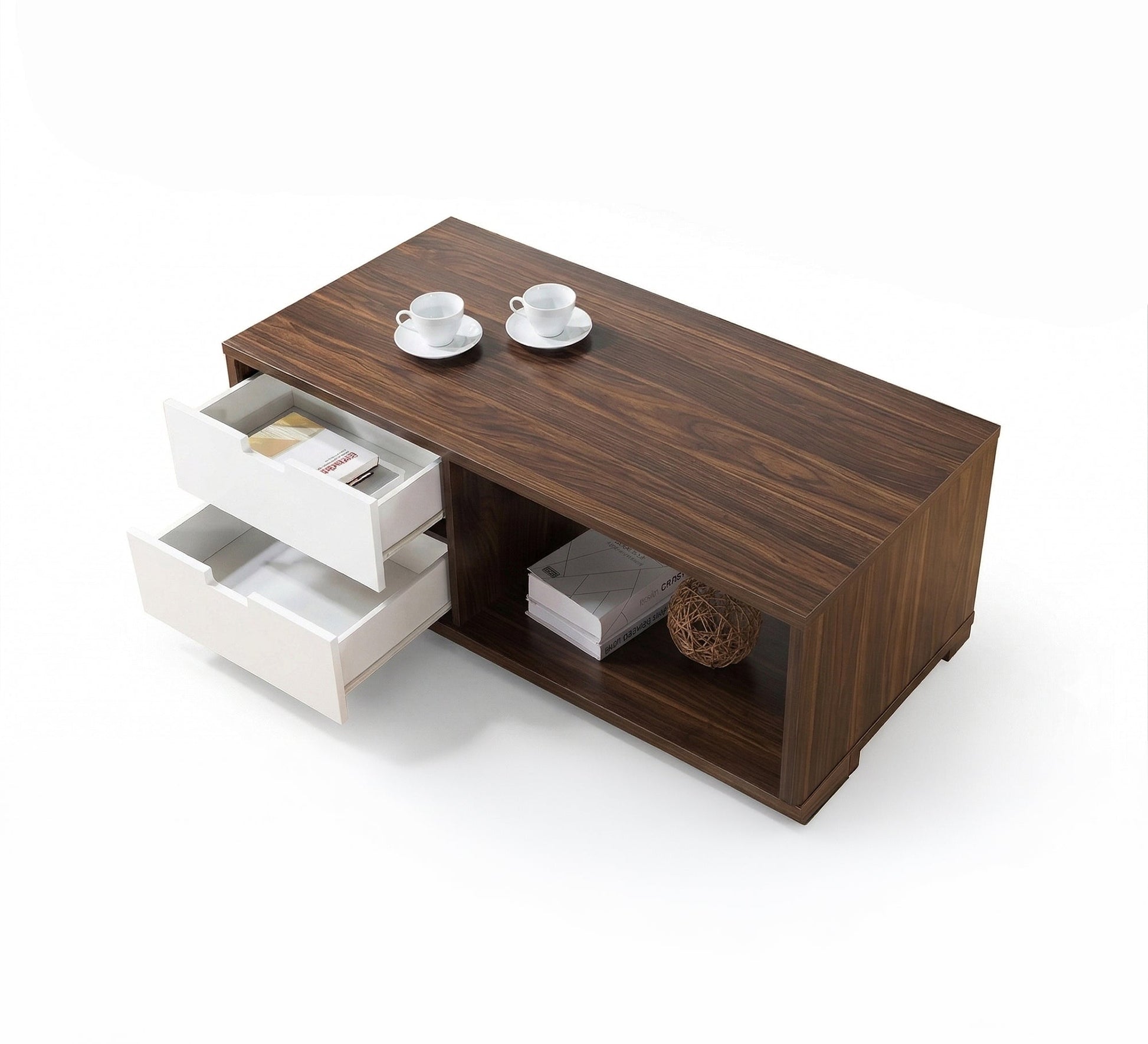 White and chocolate brown center table - Vitrine Furniture - Coffee Tables