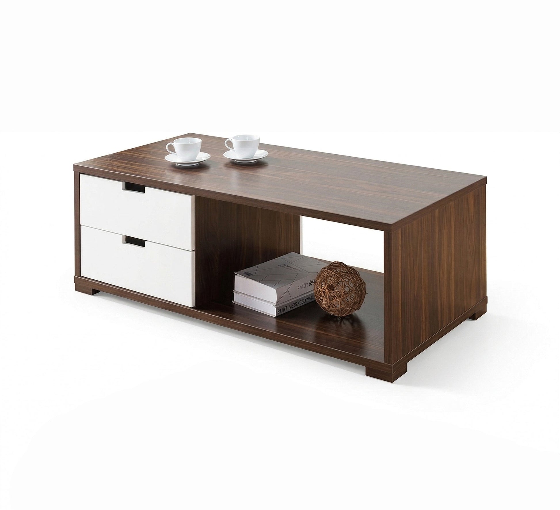 White and chocolate brown center table - Vitrine Furniture - Coffee Tables