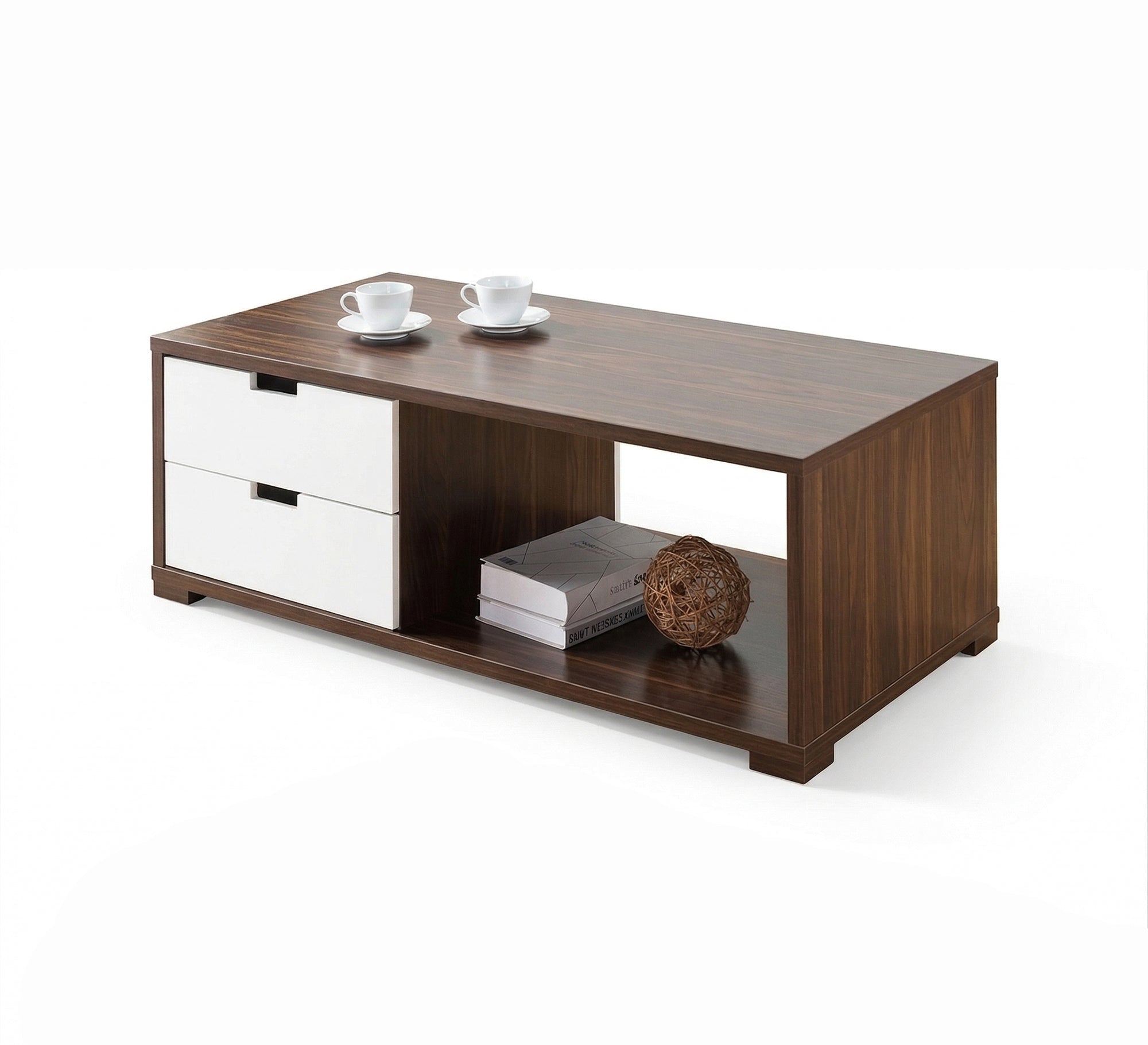 White and chocolate brown center table - Vitrine Furniture - Coffee Tables