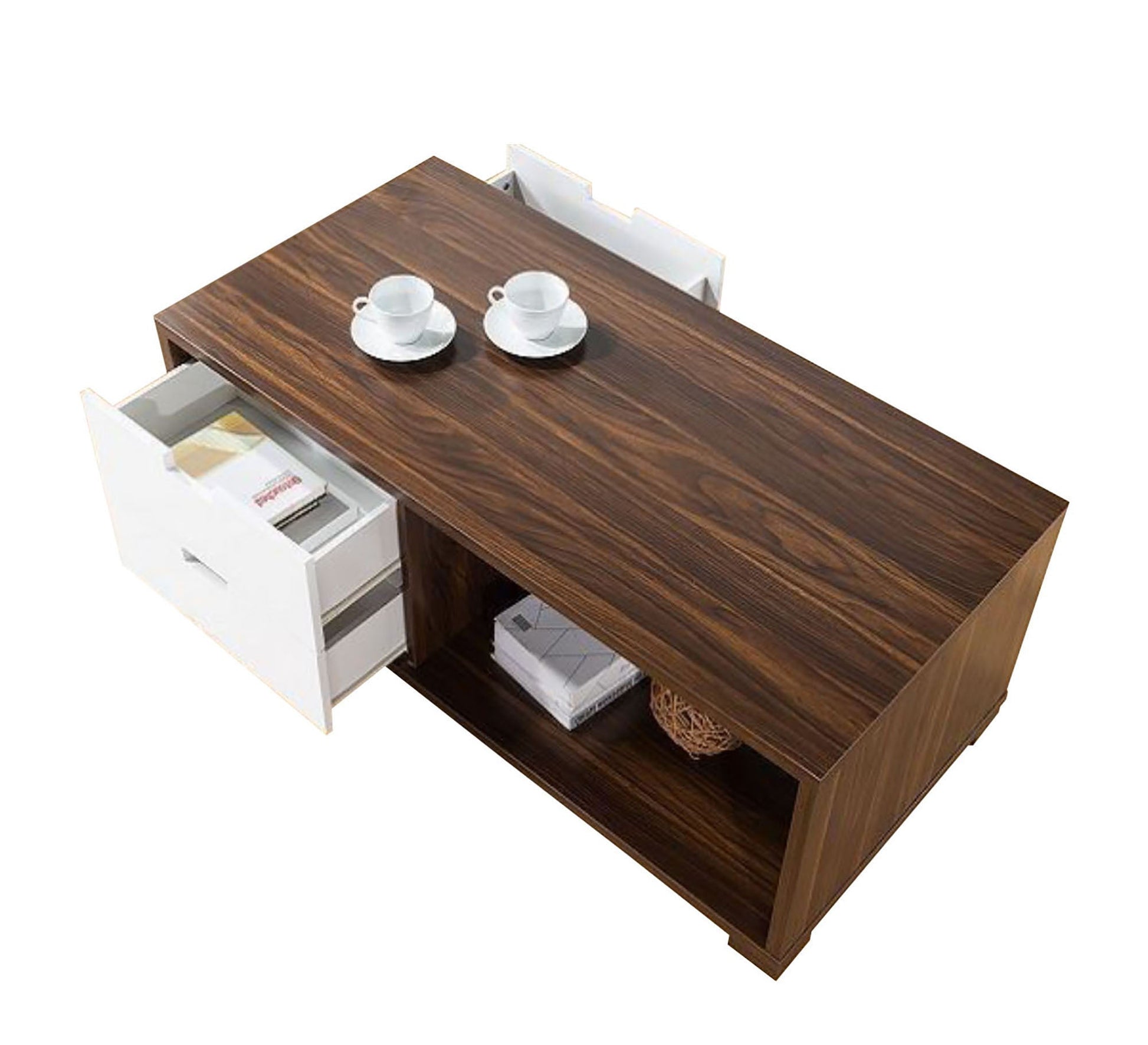 White and chocolate brown center table - Vitrine Furniture - Furniture