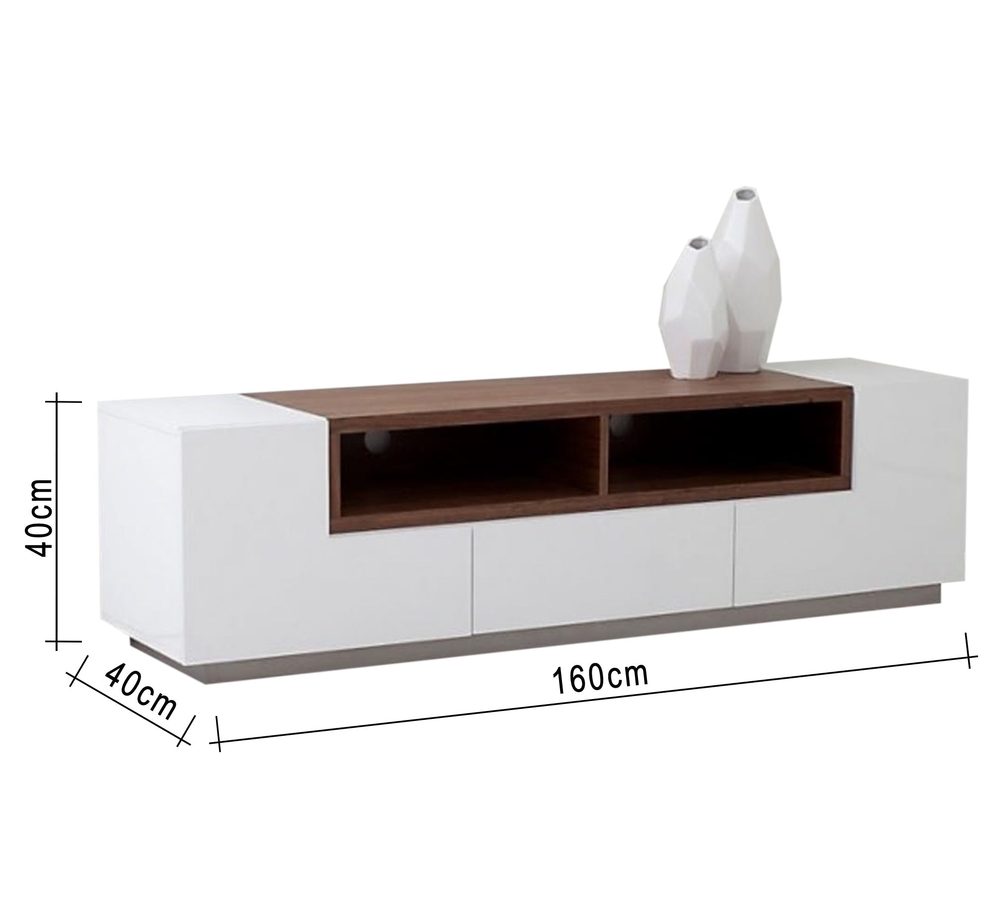 White and dark brown TV table - Vitrine Furniture - Furniture