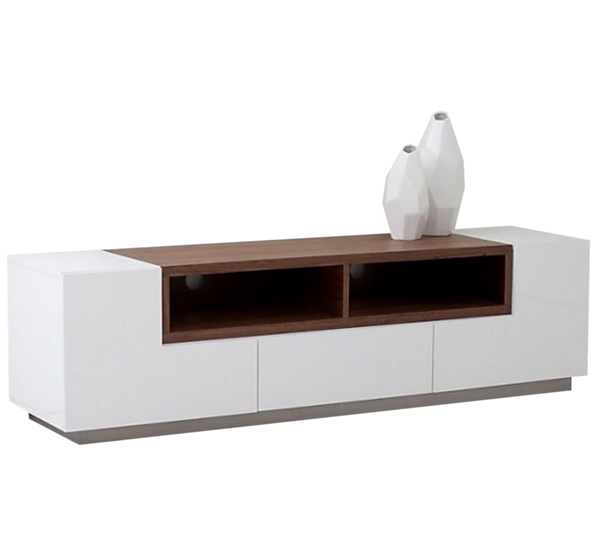 White and dark brown TV table - Vitrine Furniture - Furniture
