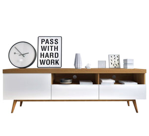 White and light brown TV table - Vitrine Furniture - Furniture