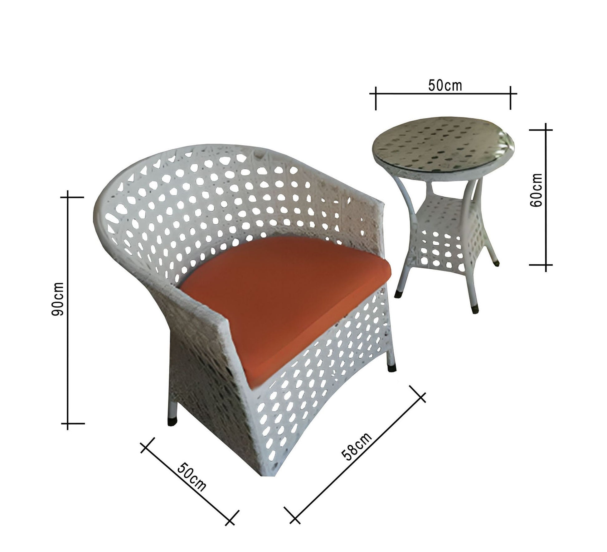 White and orange outdoor seating set - Vitrine Furniture - Outdoor Products