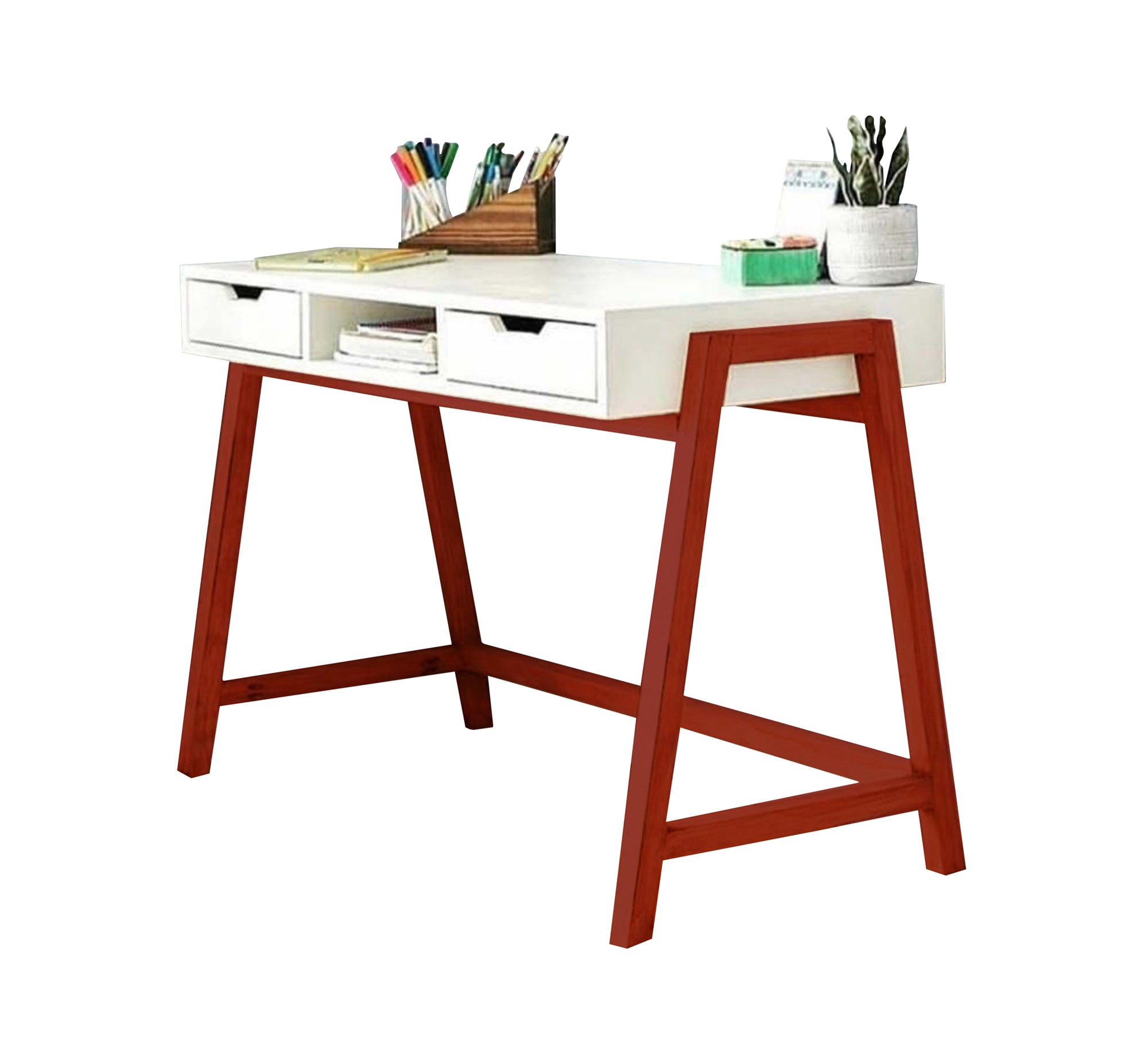 White and orange study desk - Vitrine Furniture - Furniture