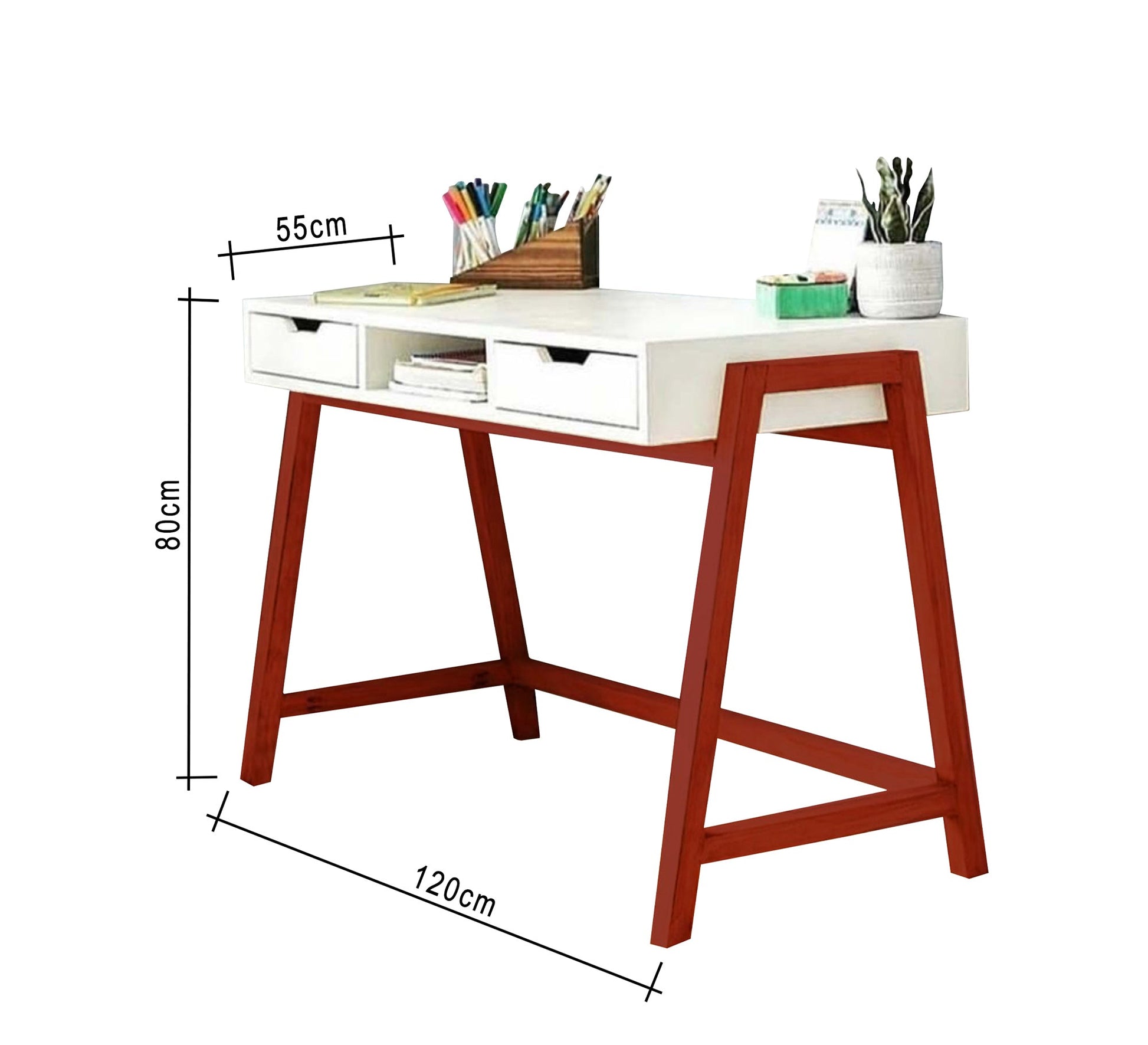 White and orange study desk - Vitrine Furniture - Furniture