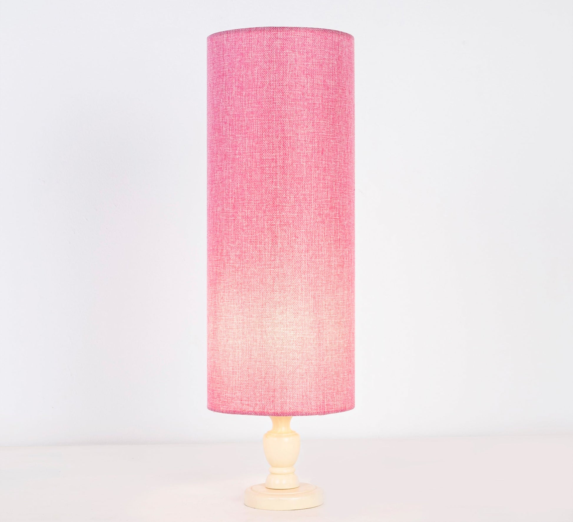 White and Pink Cylindrical Desk Lamp - Vitrine Furniture - Lighting