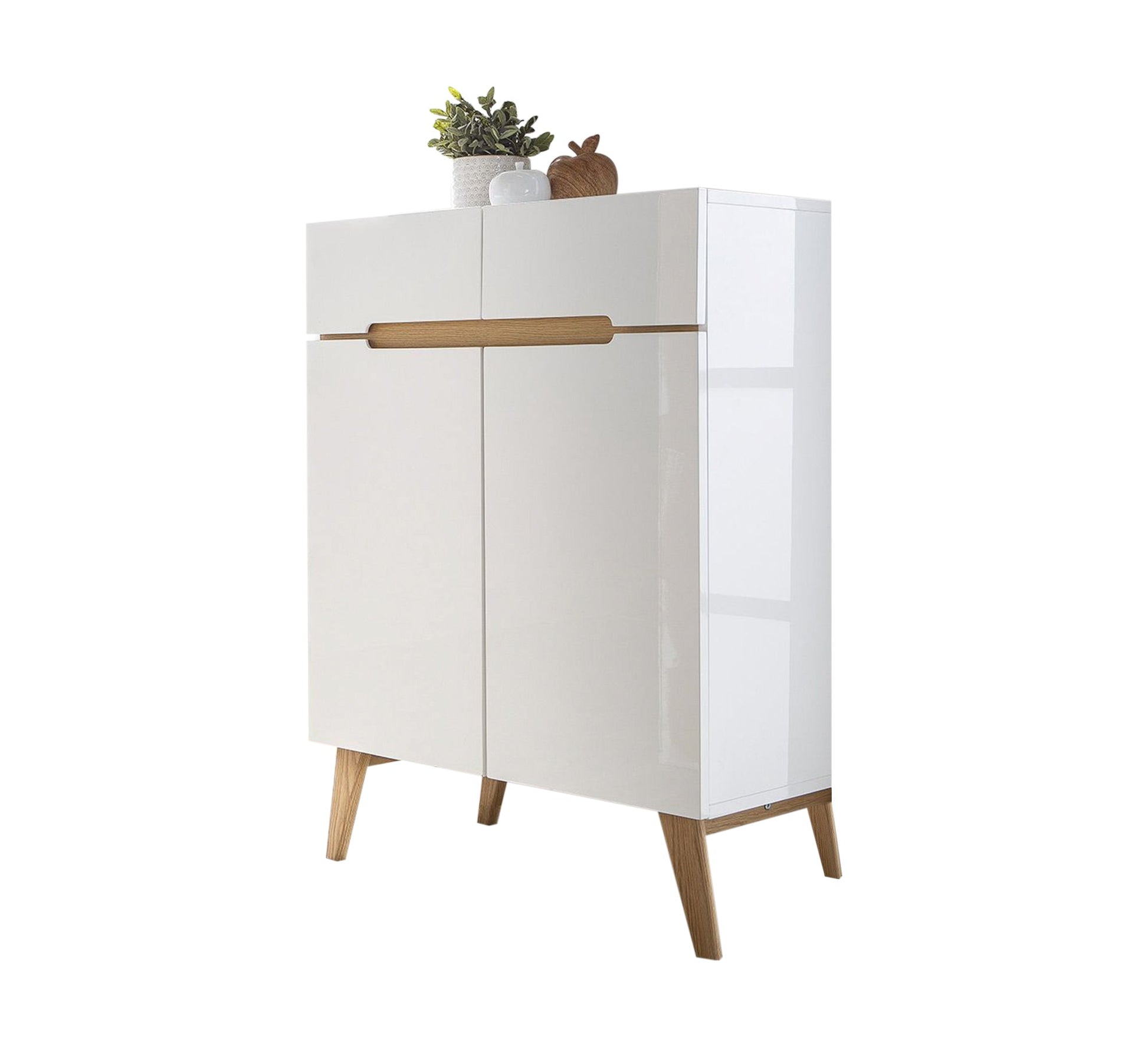 White and wooden beige shoe rack - Vitrine Furniture - Furniture