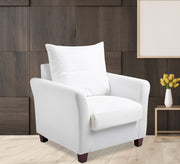 White armchair with high back and sturdy wooden legs - Vitrine Furniture - Chairs & Chaise lounge
