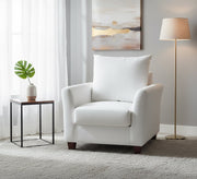 White armchair with high back and sturdy wooden legs - Vitrine Furniture - Chairs & Chaise lounge