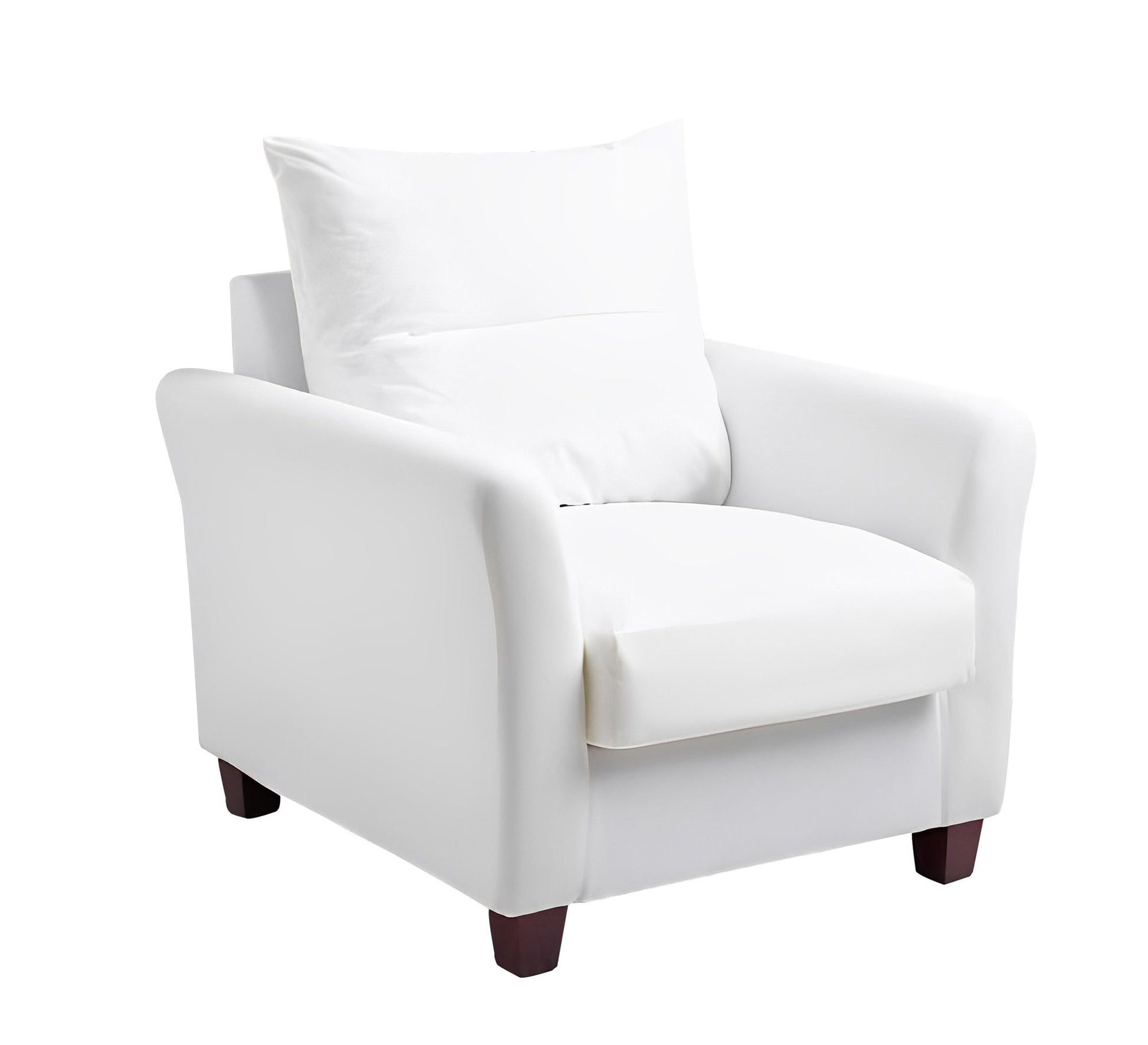 White armchair with high back and sturdy wooden legs - Vitrine Furniture - Chairs & Chaise lounge