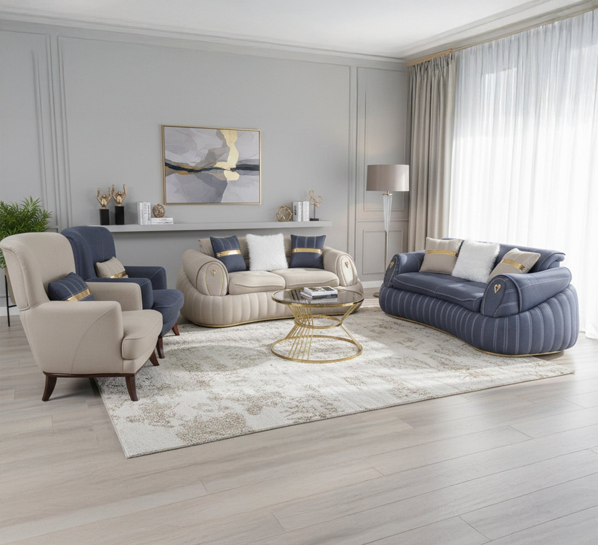 White * Baby Blue living room - Vitrine Furniture - Living room sets