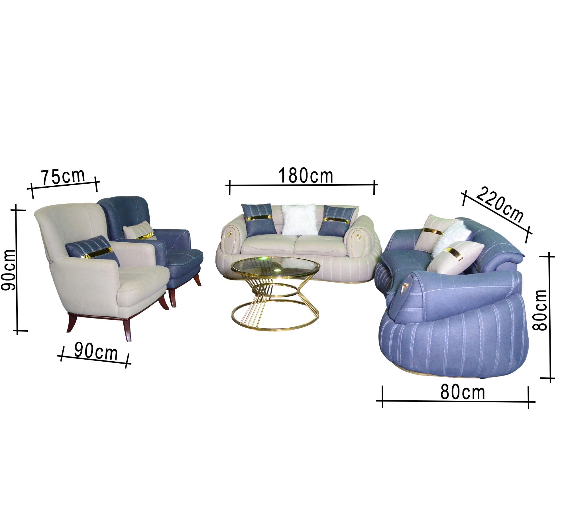 White * Baby Blue living room - Vitrine Furniture - Living room sets