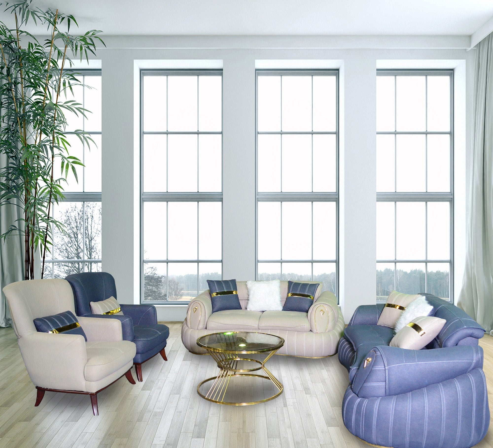 White * Baby Blue living room - Vitrine Furniture - Living room sets