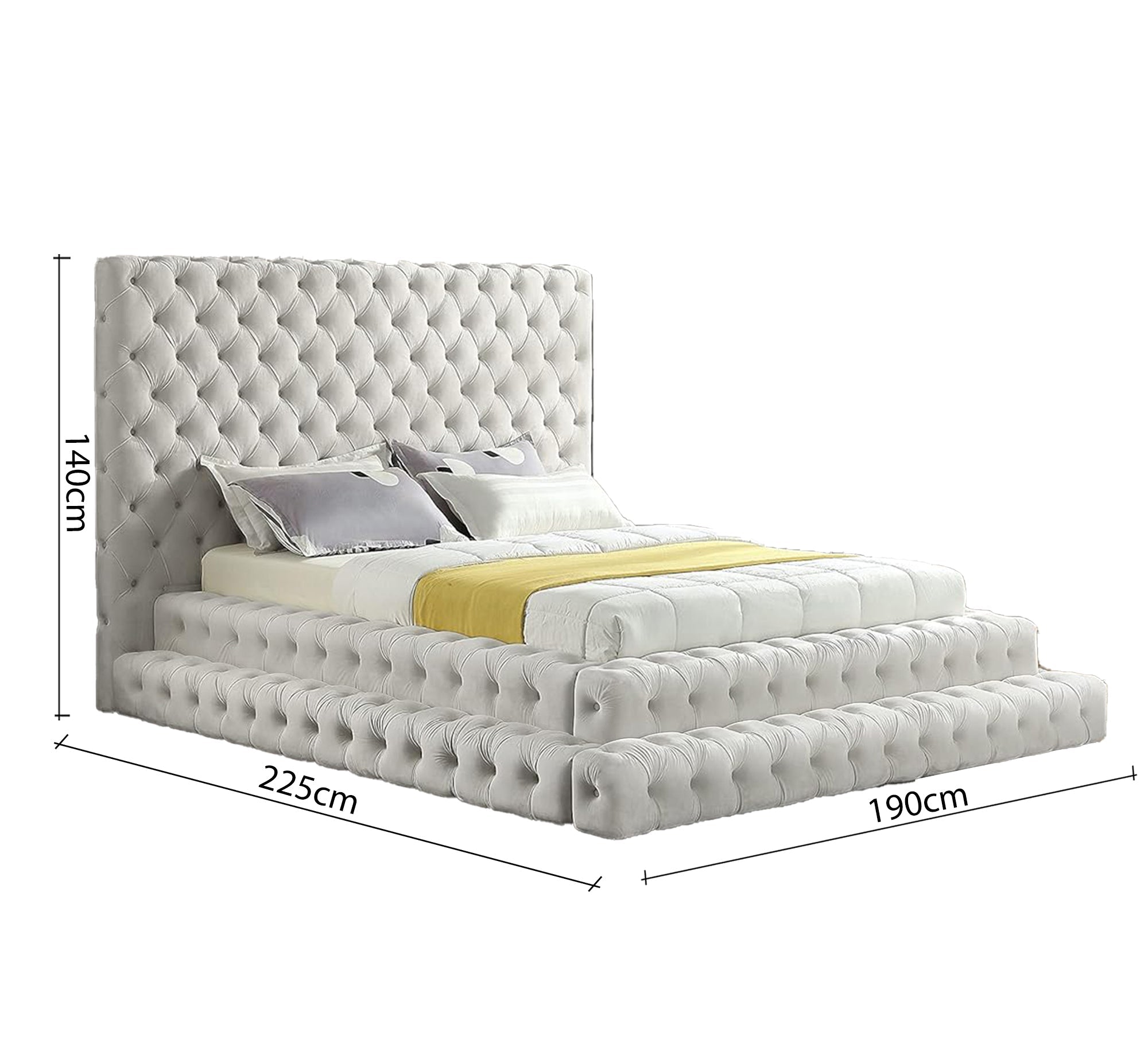 White bed with capitone upholstery and absolute luxury - Vitrine Furniture - Furniture