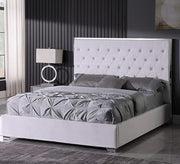 White bed with capitone upholstery and renewed elegance - Vitrine Furniture - Furniture
