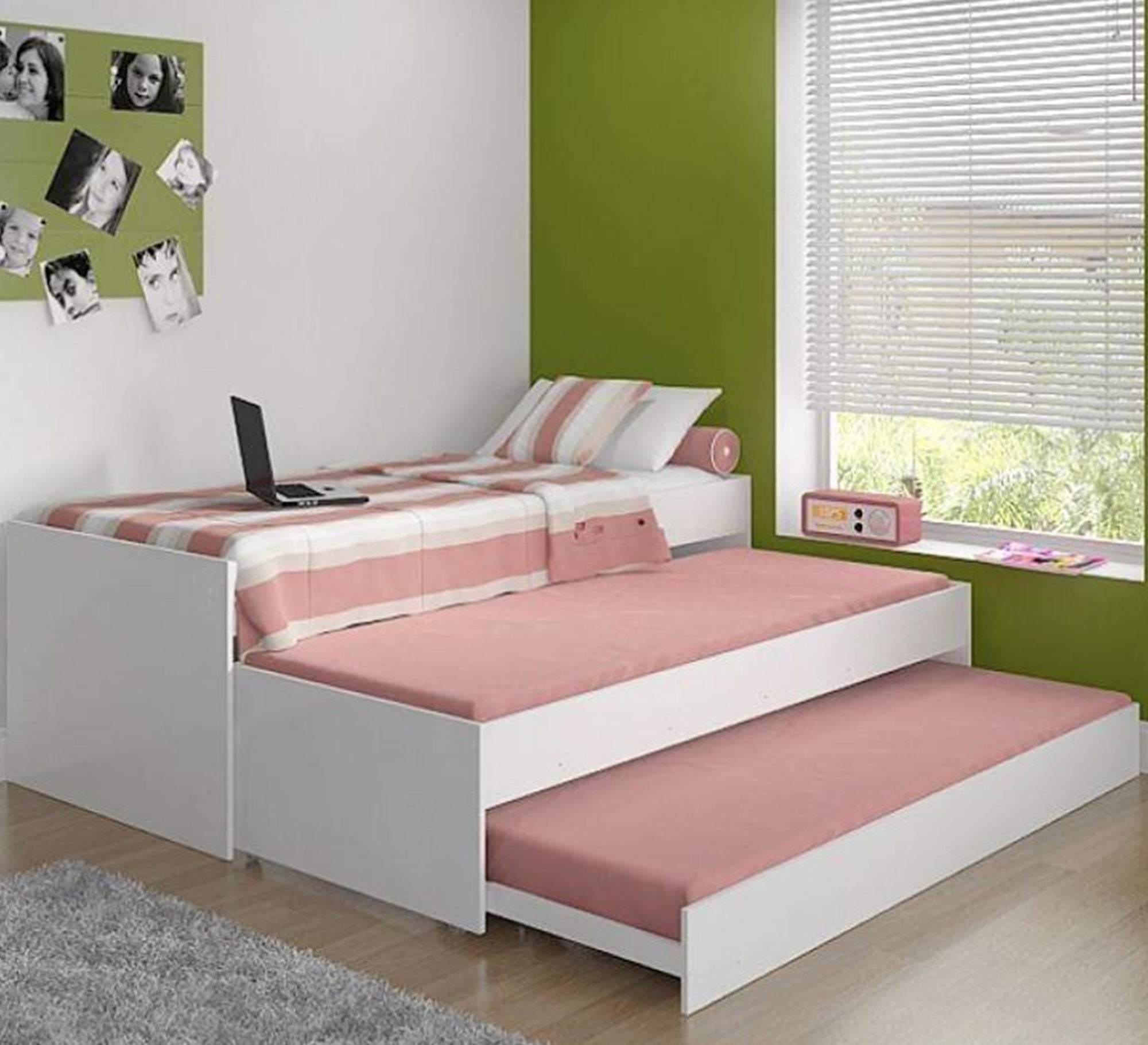 White bed with hidden storage, practical and space - saving - Vitrine Furniture - Furniture