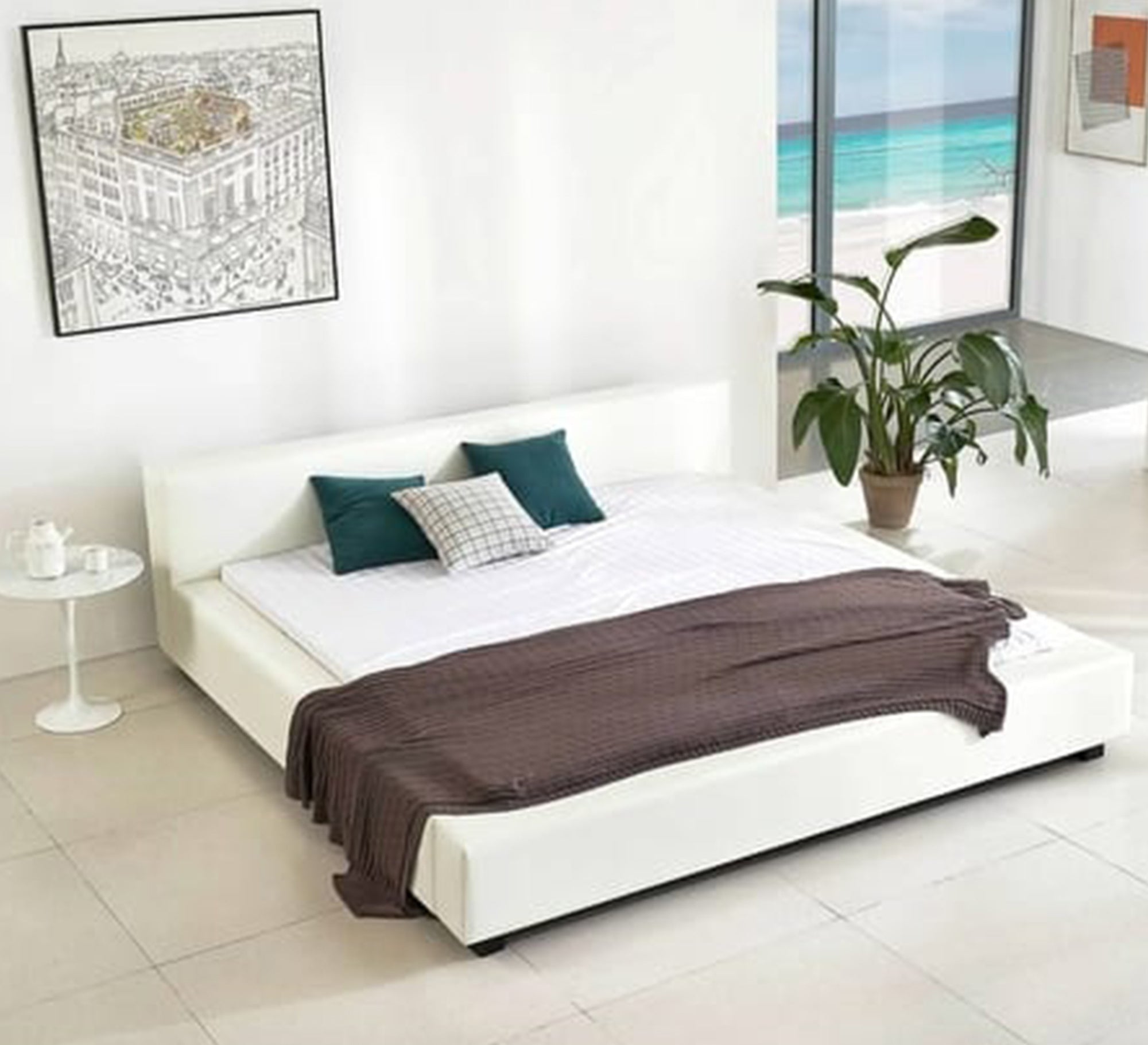 White bed with low back - Vitrine Furniture - Furniture
