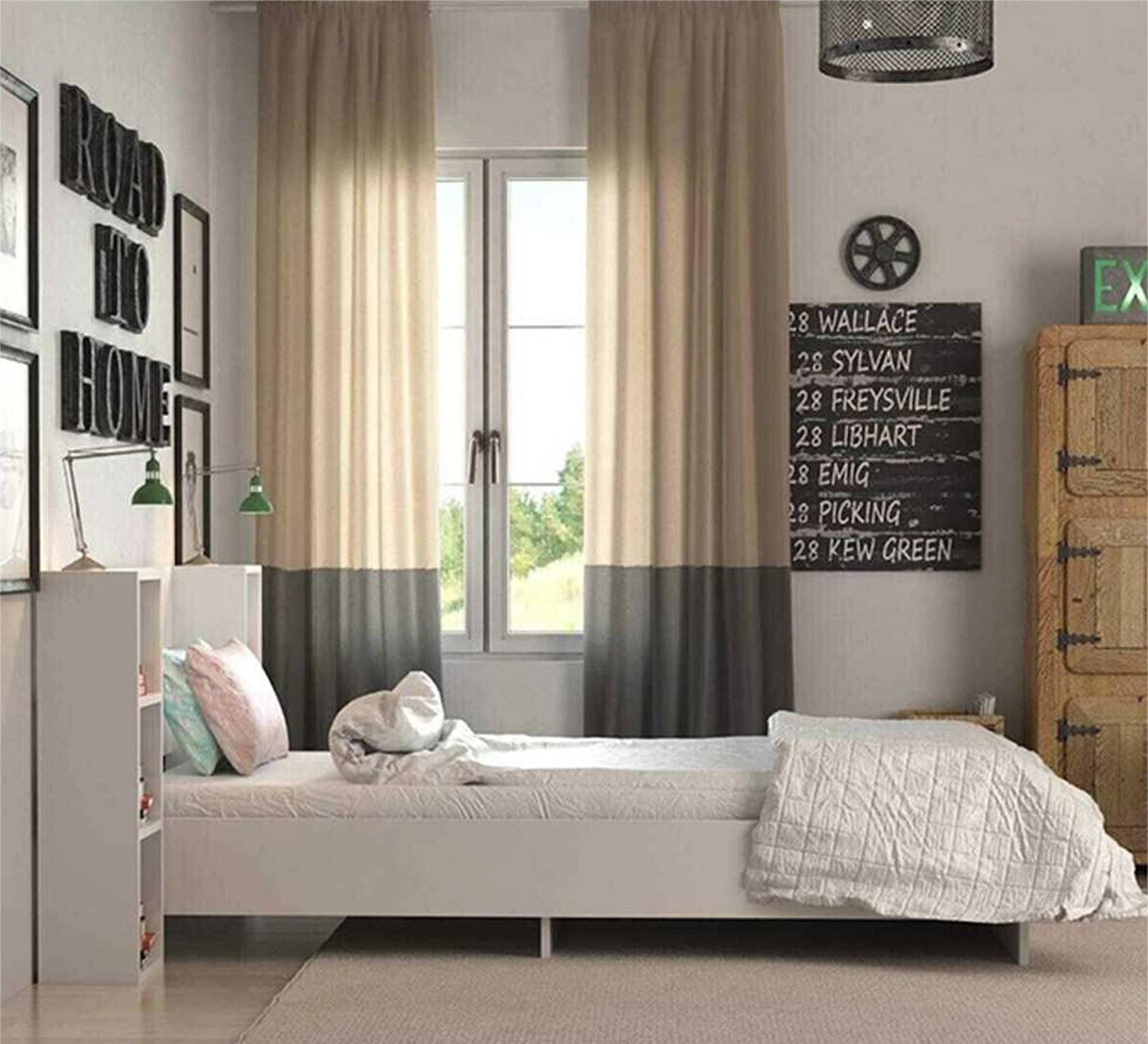 White bed with right and left shelves - Vitrine Furniture - Furniture