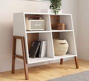 White bookcase with brown slanted legs - Vitrine Furniture - Furniture
