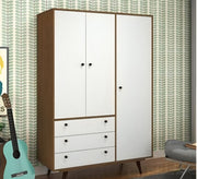 White & Brown Wardrobe with High Legs Elegance - Vitrine Furniture - Furniture
