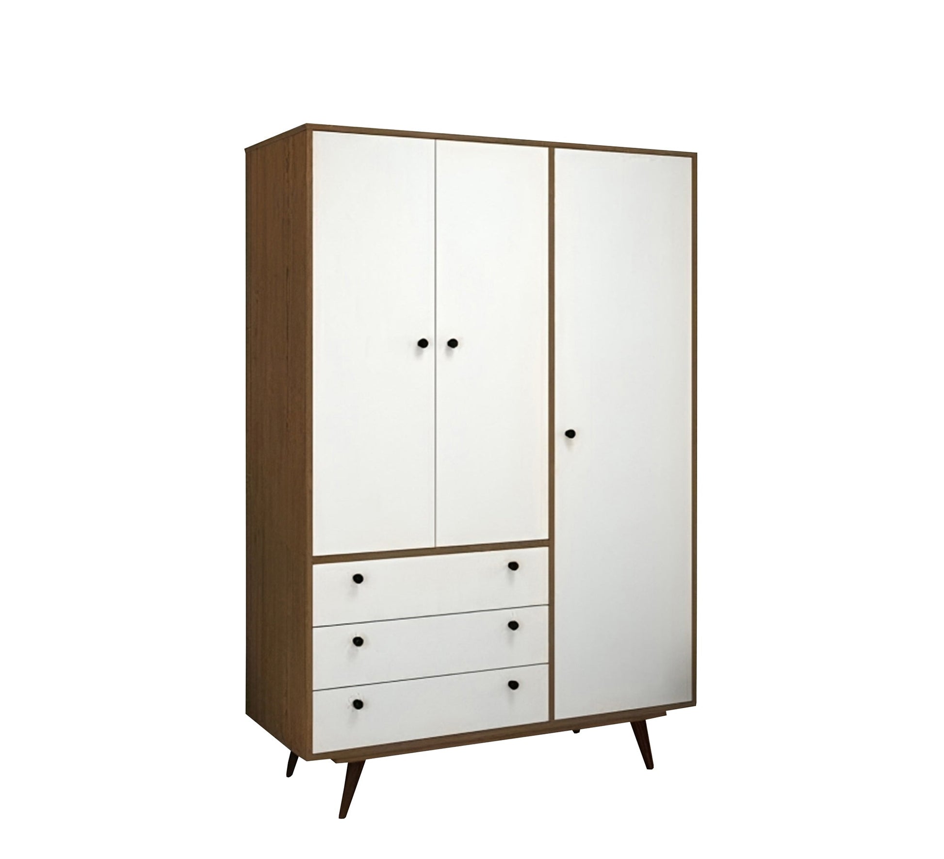 White & Brown Wardrobe with High Legs Elegance - Vitrine Furniture - Furniture