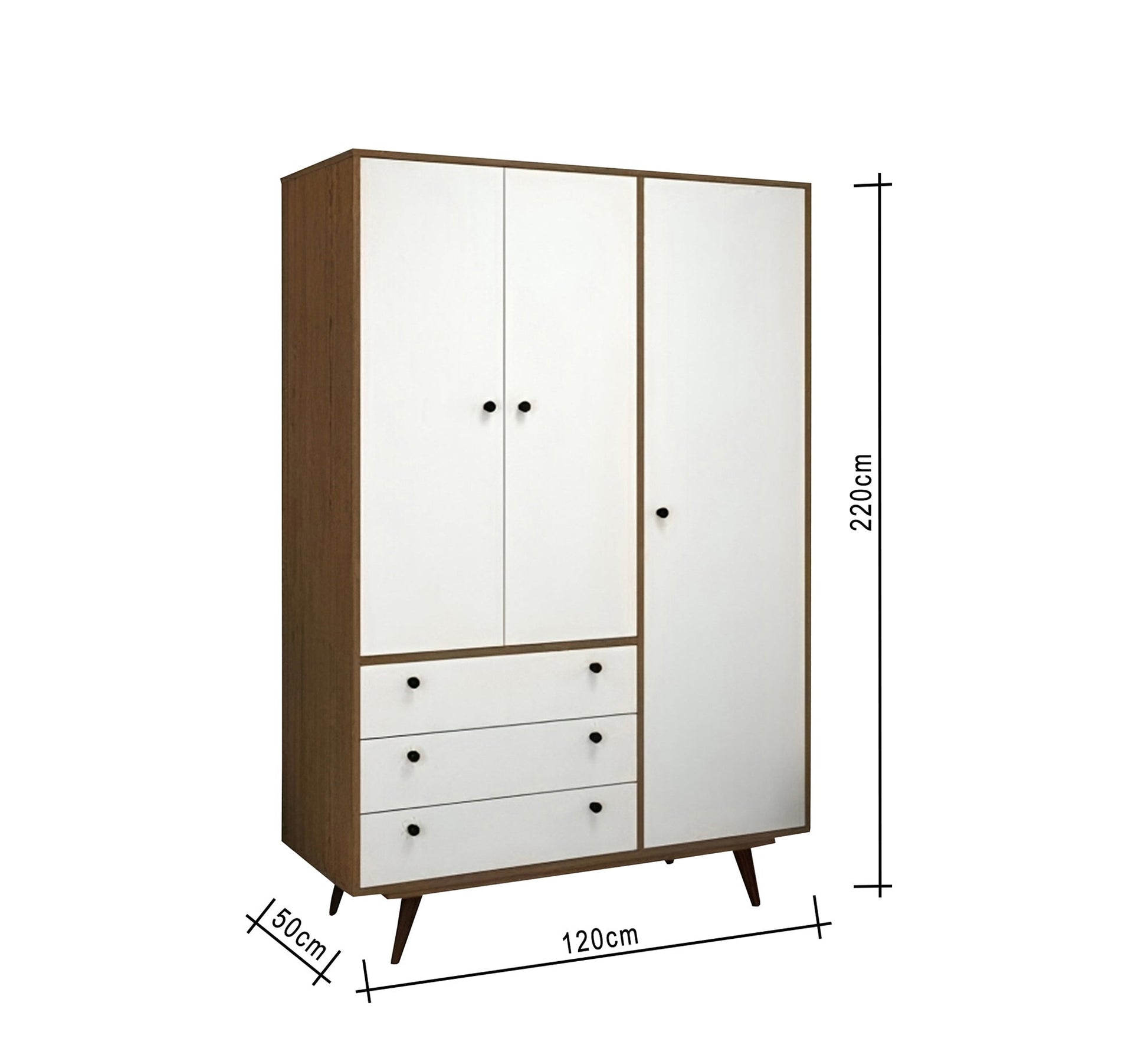 White & Brown Wardrobe with High Legs Elegance - Vitrine Furniture - Furniture