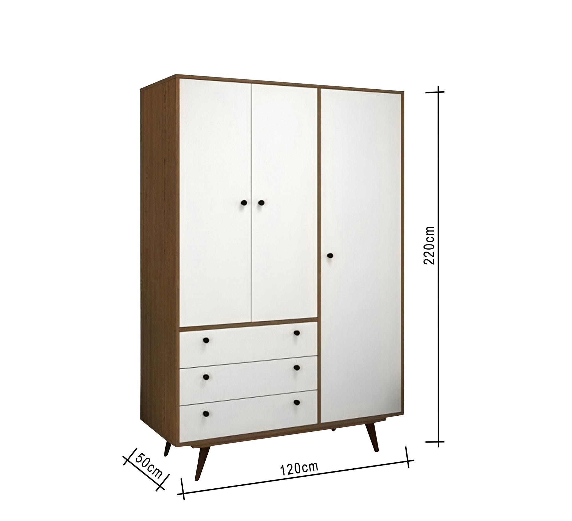 White & Brown Wardrobe with High Legs Elegance - Vitrine Furniture - Furniture