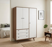 White & Brown Wardrobe with High Legs Elegance - Vitrine Furniture - Wardrobes