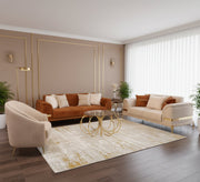 White * brown with ornaments and steel legs - Vitrine Furniture - Salon Sets