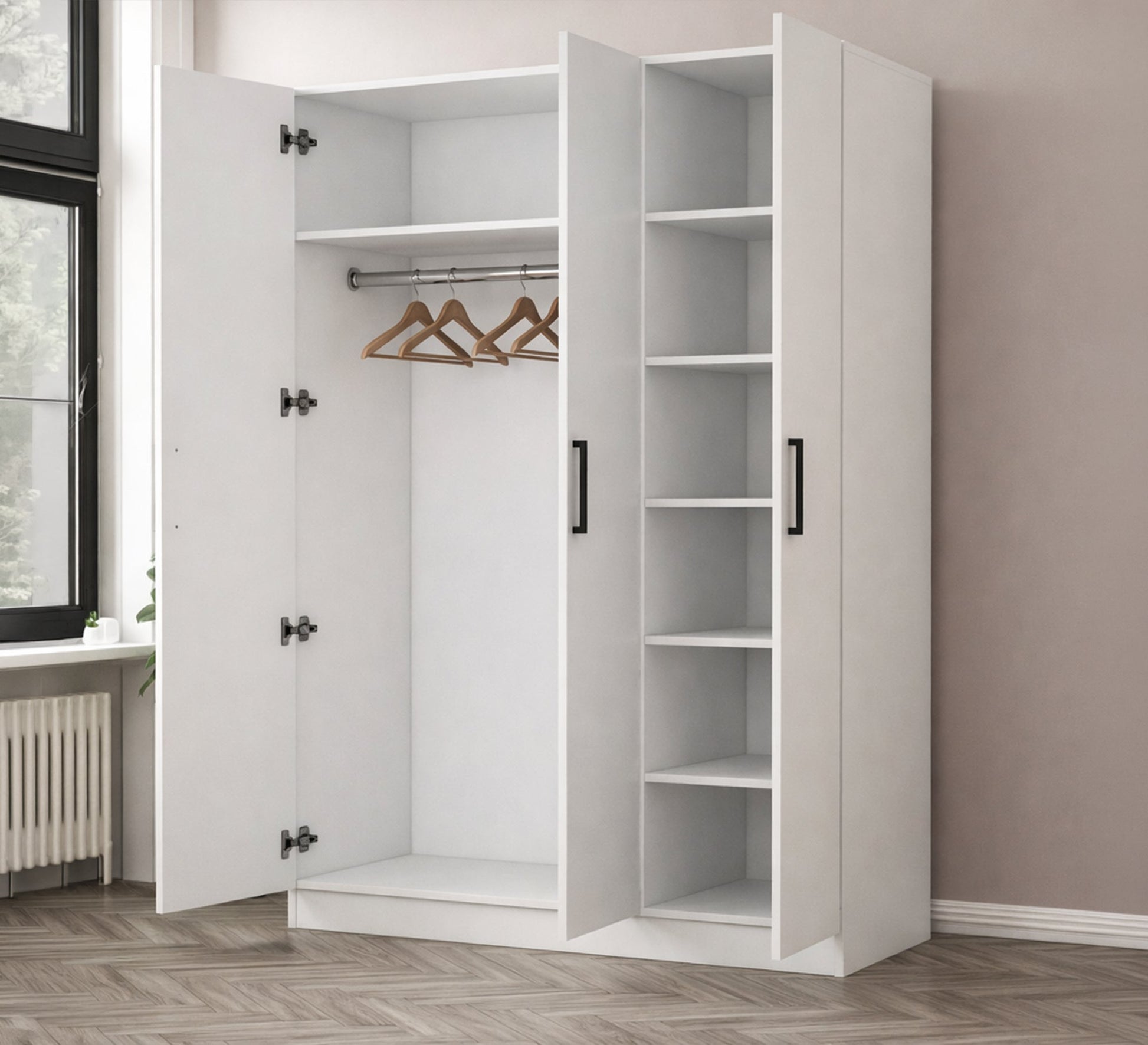 White cabinet doors with simple handles - Vitrine Furniture - Wardrobes