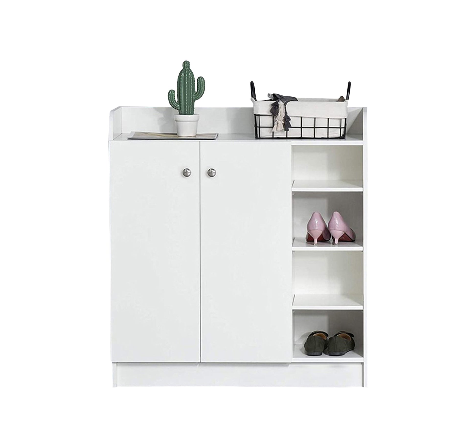 White cabinet with two doors and open shelves - Vitrine Furniture - Furniture