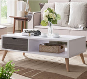 White center table with grey wood - Vitrine Furniture - Furniture