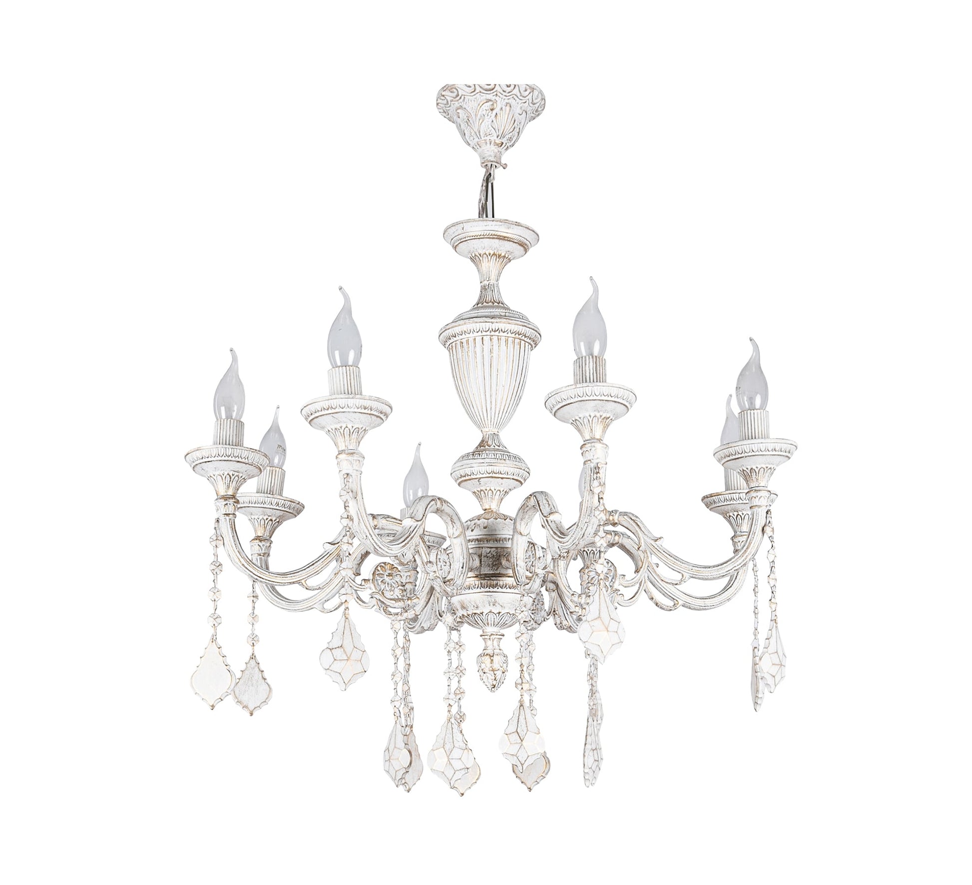 White chandelier with multiple arms - Vitrine Furniture - Lighting